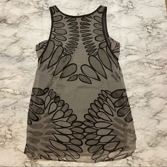 Collective Concepts Preppy Gray Silk Floral Boho Retro Sleeveless Y2K Dress - Picture 7 of 7